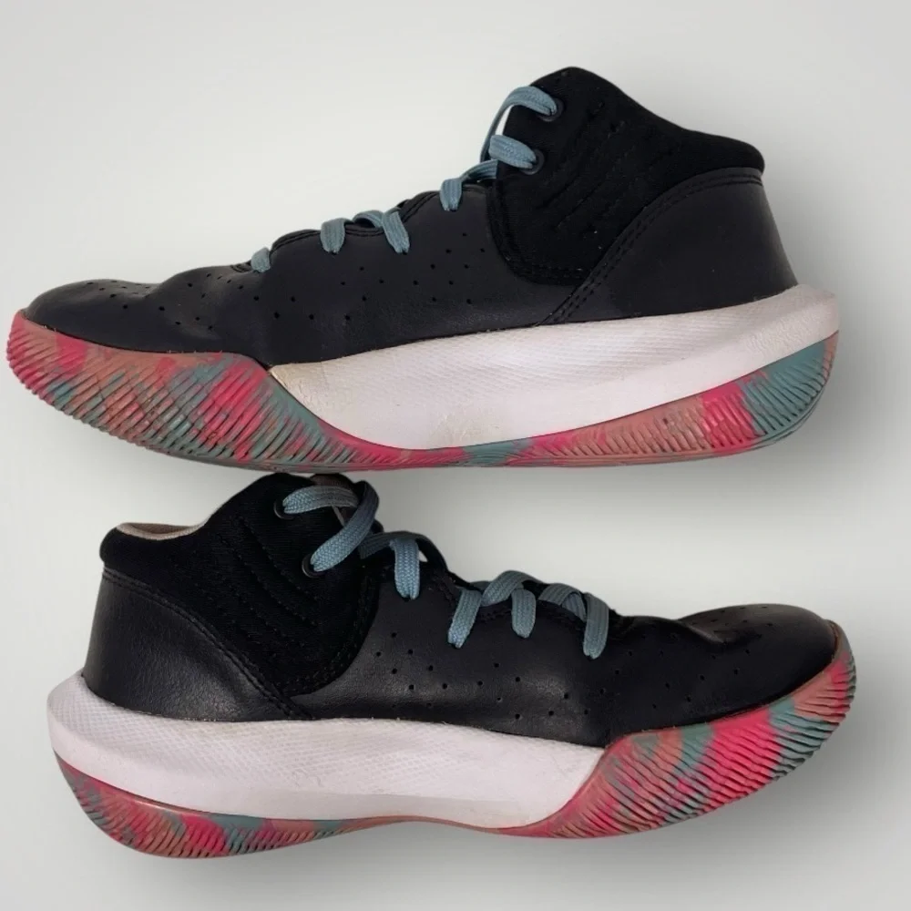 Under Armour Kids' Black Athletic Sneakers with Pink Logo